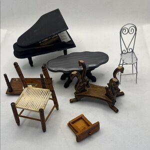 Miscellaneous dollhouse furniture in need of repair